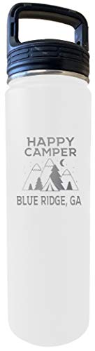 Blue Ridge Georgia Happy Camper 32 Oz Engraved White Insulated Double Wall Stainless Steel Water Bottle Tumbler