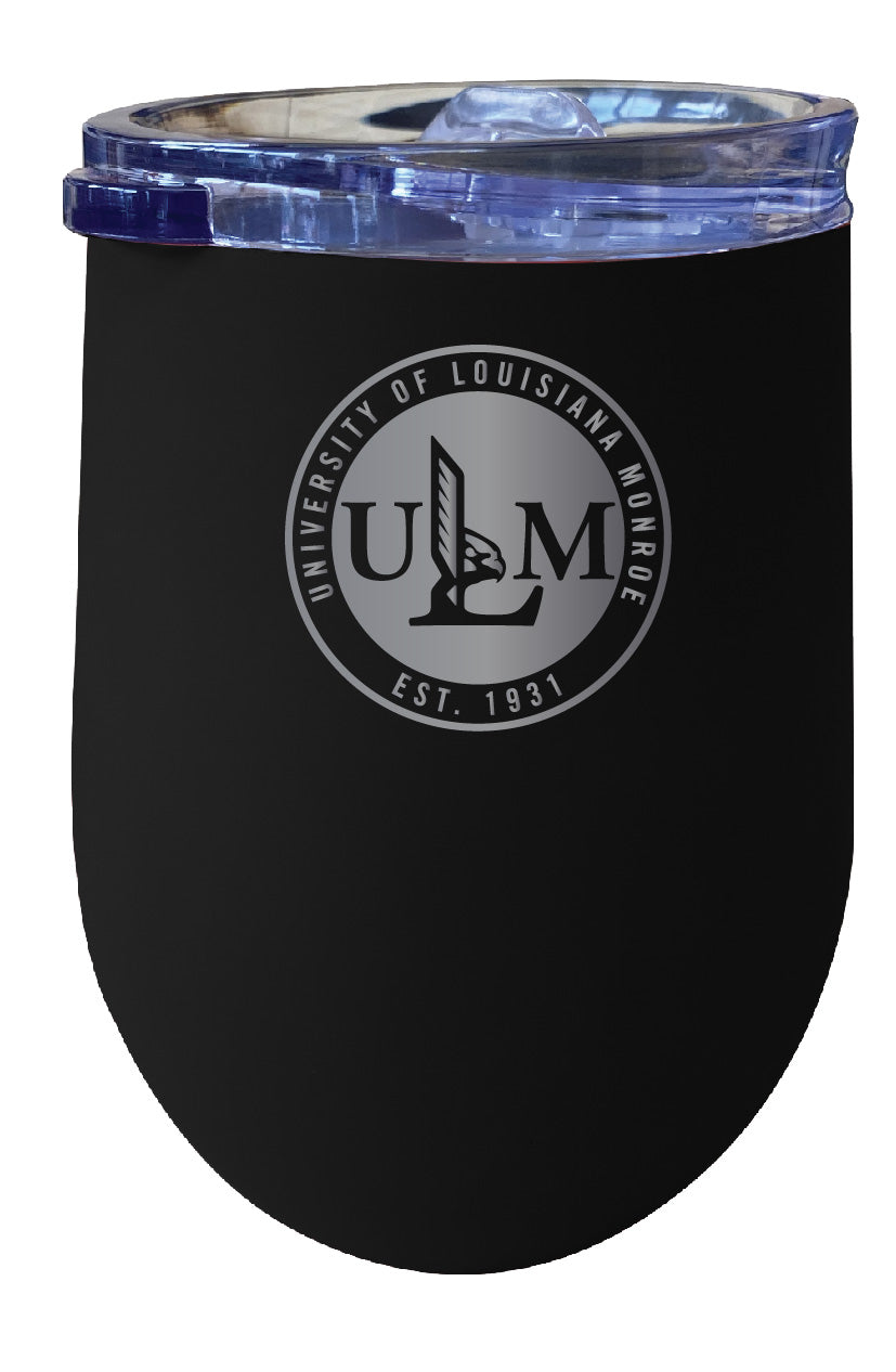 University of Louisiana Monroe 12 oz Etched Insulated Wine Stainless Steel Tumbler - Choose Your Color