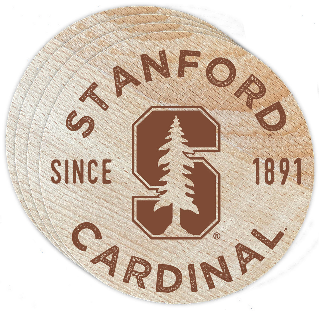 Stanford University Officially Licensed Wood Coasters (4-Pack) - Laser Engraved, Never Fade Design