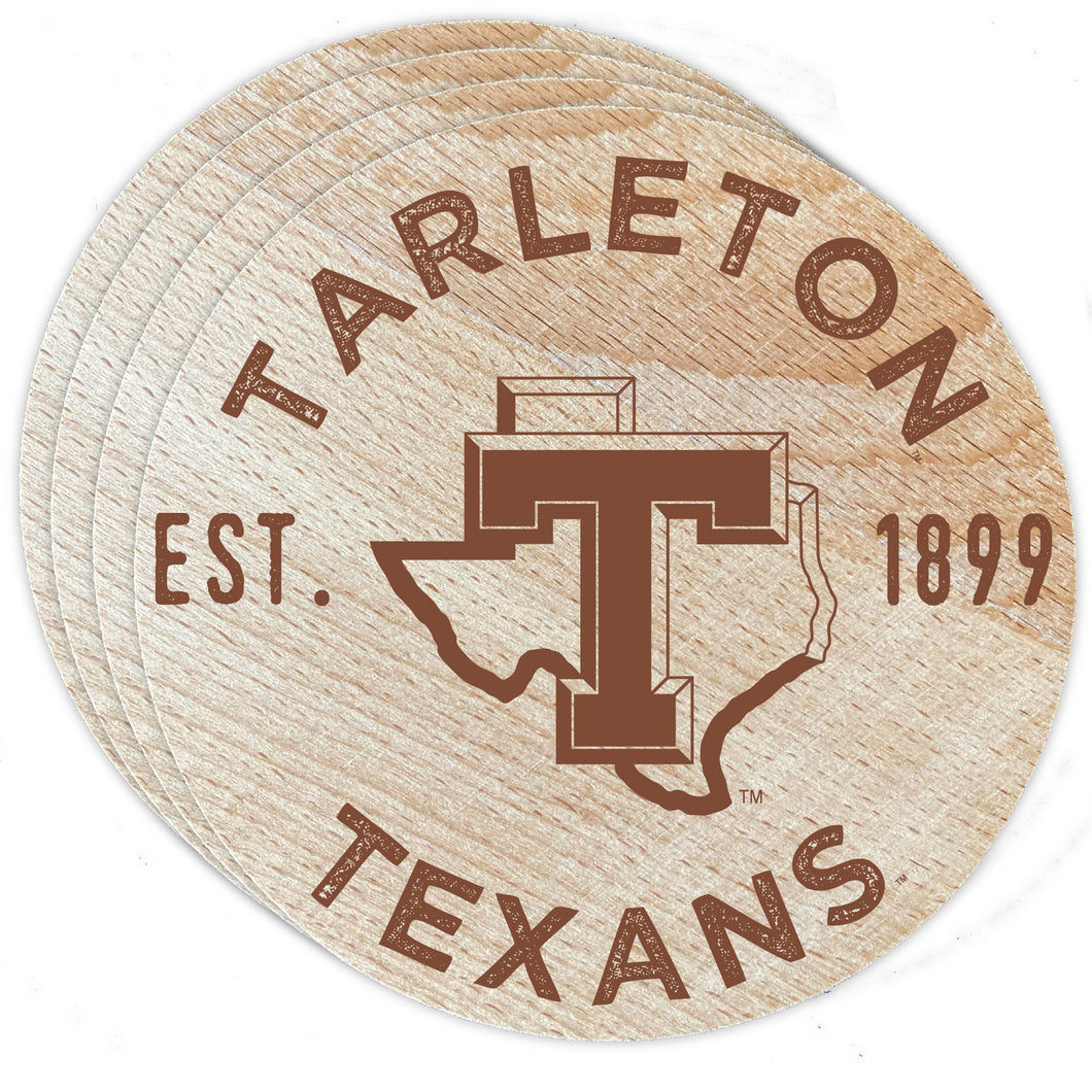 Tarleton State University Officially Licensed Wood Coasters (4-Pack) - Laser Engraved, Never Fade Design