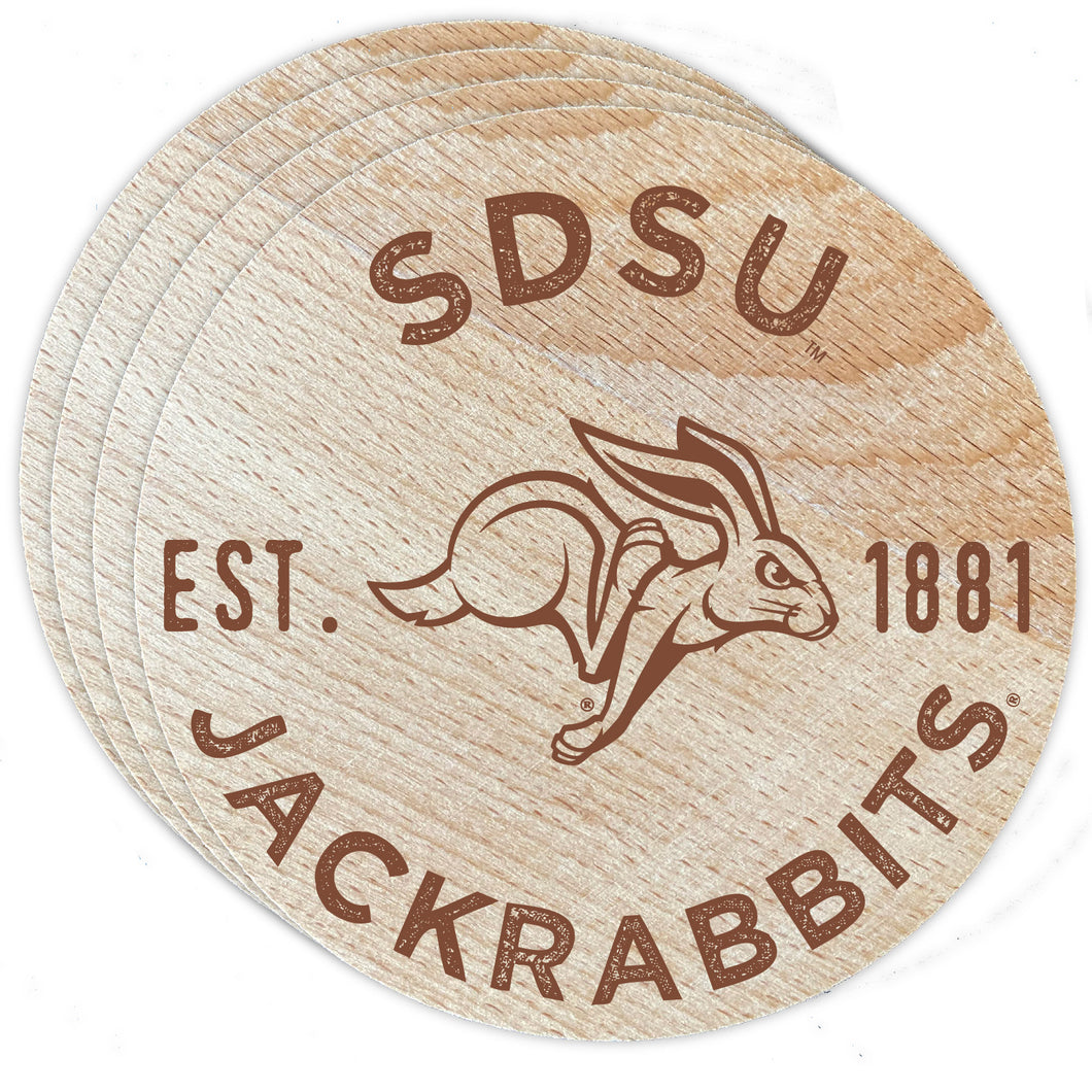 South Dakota State Jackrabbits Officially Licensed Wood Coasters (4-Pack) - Laser Engraved, Never Fade Design