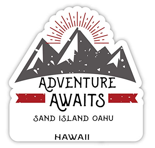 Sand Island Oahu Hawaii Souvenir 2-Inch Vinyl Decal Sticker Adventure Awaits Design