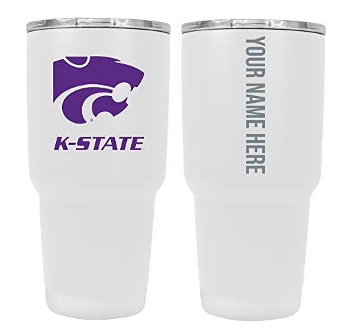 Custom Kansas State Wildcats White Insulated Tumbler - 24oz Engraved Stainless Steel Travel Mug