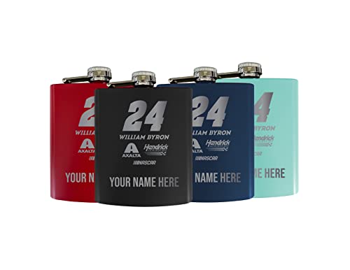 Personalized Customizable Nascar #24 William Byron Matte Finish Stainless Steel 7 oz Flask Personalized with Custom Text New for 2022