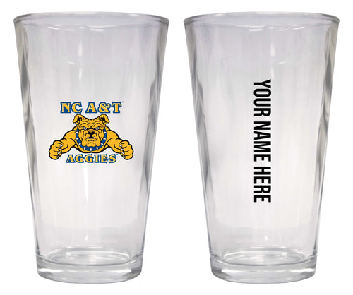 Customizable NCAA North Carolina A&T State Aggies 16 oz Pint Glass – Perfect Gift Personalized With your own  or any fan name