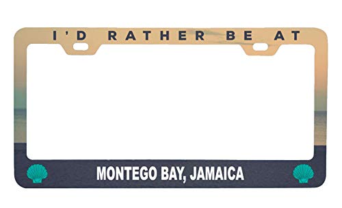 R and R Imports Montego Bay Jamaica Sea Shell Design Souvenir Metal License Plate Frame