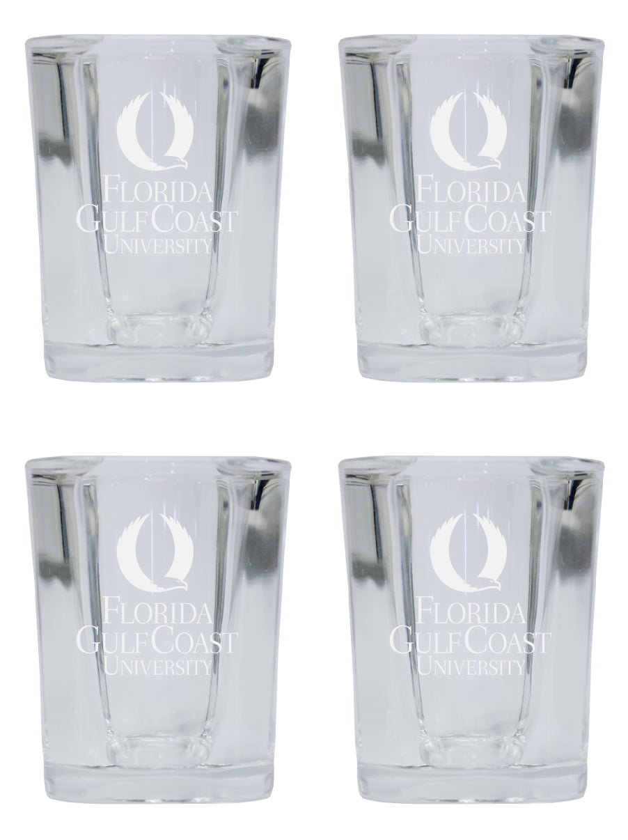 Florida Gulf Coast Eagles NCAA Collector's Edition 2oz Square Shot Glass - Laser Etched Logo 4-Pack