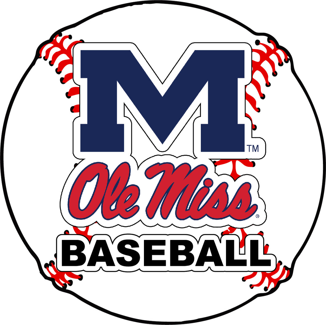 Mississippi Rebels Ole Miss 4-Inch Round Baseball Vinyl Decal Sticker