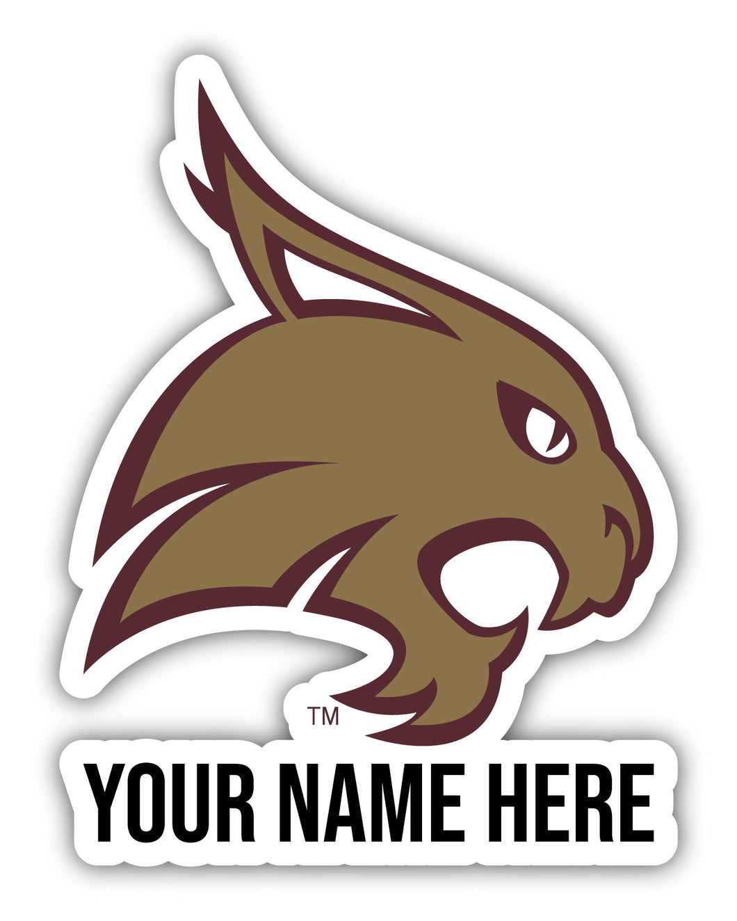 Texas State Bobcats 9x14-Inch Mascot Logo NCAA Custom Name Vinyl Sticker - Personalize with Name