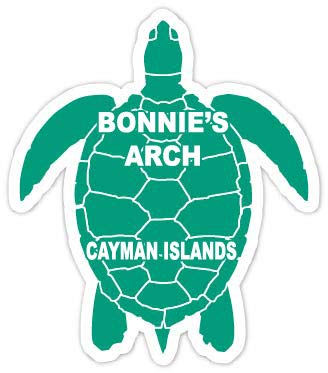 Bonnie's Arch Cayman Islands 4 Inch Green Turtle Shape Decal Sticker