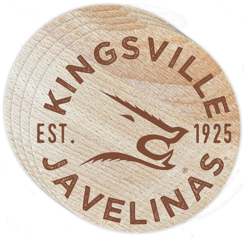 Texas A&M Kingsville Javelinas Officially Licensed Wood Coasters (4-Pack) - Laser Engraved, Never Fade Design