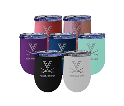 R and R Imports Collegiate Custom Personalized Virginia Cavaliers 12 oz Etched Insulated Wine Stainless Steel Tumbler with Engraved Name