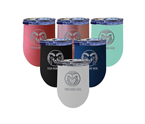 Custom Colorado State Rams NCAA Etched Wine Tumbler - 12oz Personalized Stainless Steel Insulated Cup