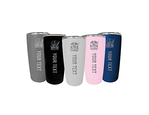 R and R Imports Collegiate Custom Personalized Hampton University 16 oz Etched Insulated Stainless Steel Tumbler with Engraved Name Choice of Color