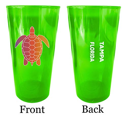 Tampa Florida Souvenir 16 oz Green Plastic Pint Glass 4-Pack