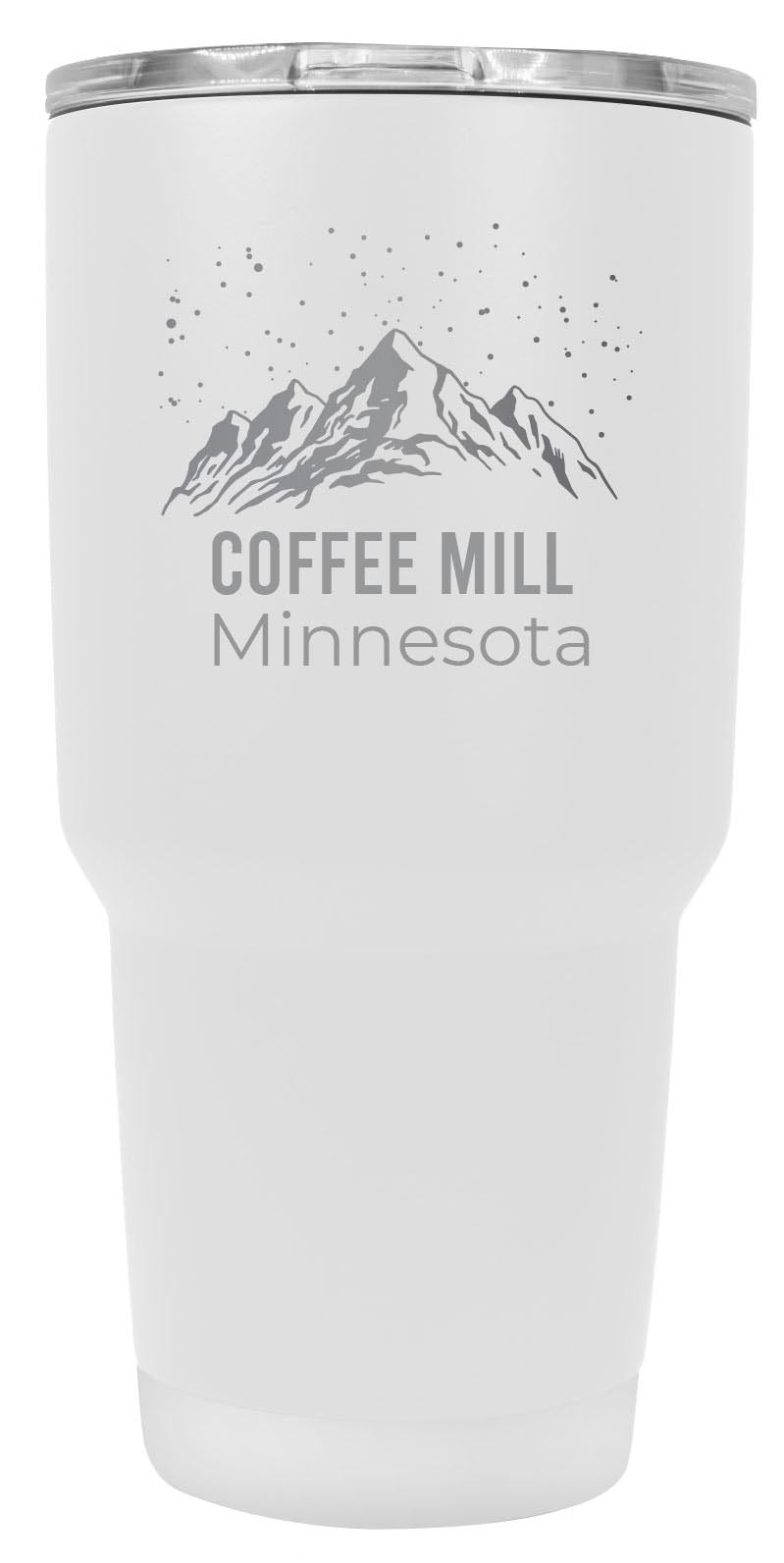 Coffee Mill Minnesota Ski Snowboard Winter Souvenir Laser Engraved 24 oz Insulated Stainless Steel Tumbler