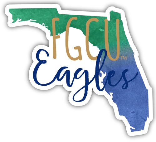 Florida Gulf Coast Eagles 2-Inch on one of its sides Watercolor Design NCAA Durable School Spirit Vinyl Decal Sticker