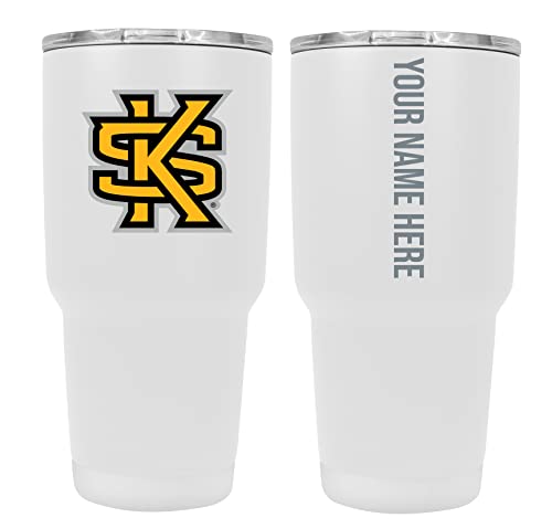 Custom Kennesaw State University White Insulated Tumbler - 24oz Engraved Stainless Steel Travel Mug