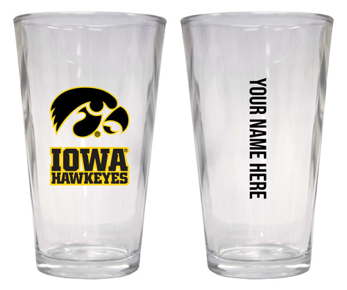 Customizable NCAA Iowa Hawkeyes 16 oz Pint Glass – Perfect Gift Personalized With your own  or any fan name