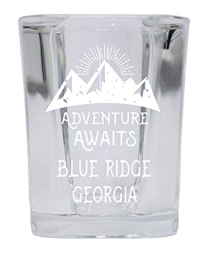 Blue Ridge Georgia Souvenir Laser Engraved 2 Ounce Square Base Liquor Shot Glass Adventure Awaits Design