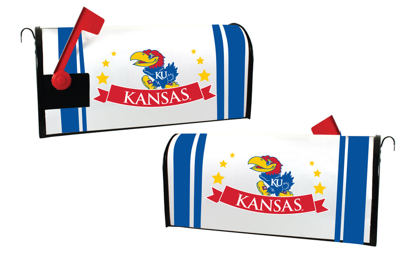 Kansas Jayhawks NCAA Officially Licensed Mailbox Cover Logo and Stripe Design