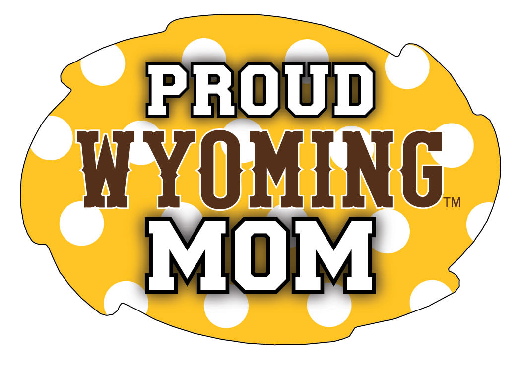 University of Wyoming 5x6-Inch Swirl Shape Proud Mom NCAA - Durable School Spirit Vinyl Decal Perfect Gift for Mom