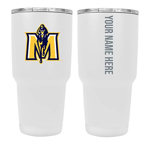 Collegiate Custom Personalized Murray State University, 24 oz Insulated Stainless Steel Tumbler with Engraved Name (White)