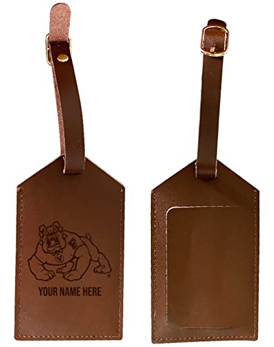 Fresno State Bulldogs Premium Leather Luggage Tag - Laser-Engraved Custom Name Option