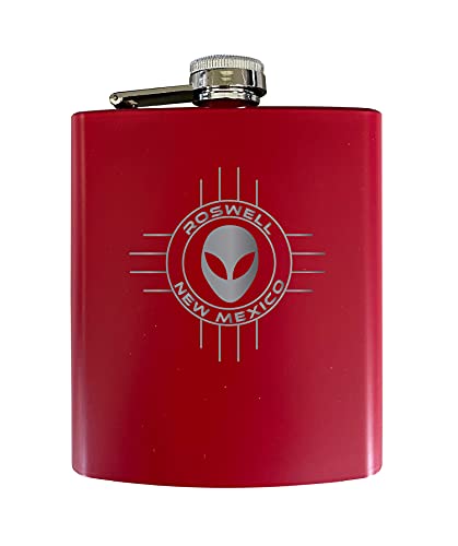 Roswell New Mexico UFO Alien I Believe Souvenir Laser Engraved 7 oz Stainless Steel 7 oz Red