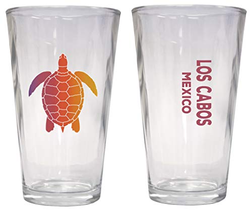 Los Cabos Mexico Souvenir 16 oz Pint Glass Turtle Design