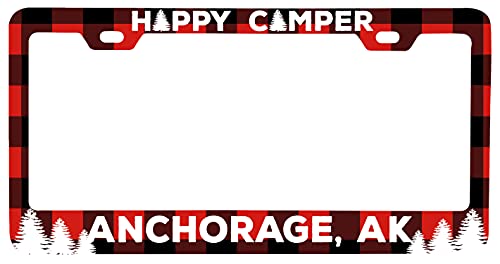 Anchorage Alaska Car Metal License Plate Frame Plaid Design