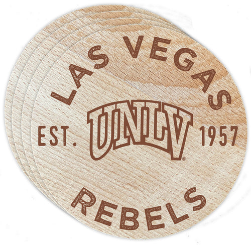 UNLV Rebels Officially Licensed Wood Coasters (4-Pack) - Laser Engraved, Never Fade Design