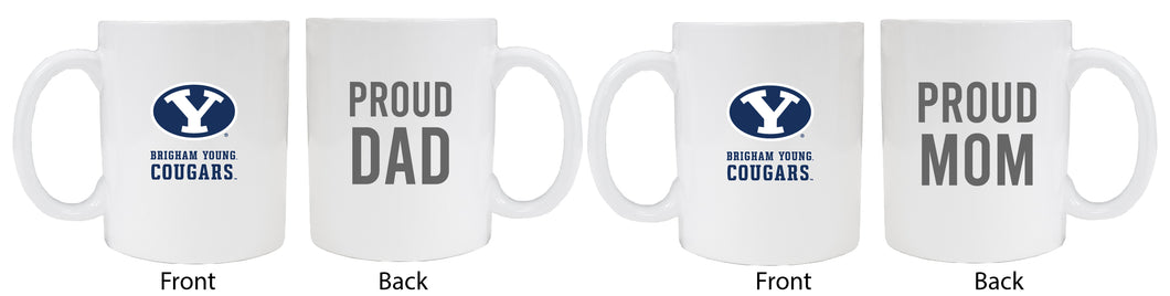 Brigham Young Cougars Proud Mom And Dad White Ceramic Coffee Mug 2 pack (White)
