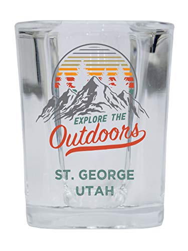 St. George Utah Explore the Outdoors Souvenir 2 Ounce Square Base Liquor Shot Glass