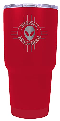 Roswell New Mexico UFO Alien I Believe Souvenir Laser Engraved 24 Oz Insulated Stainless Steel Tumbler Red