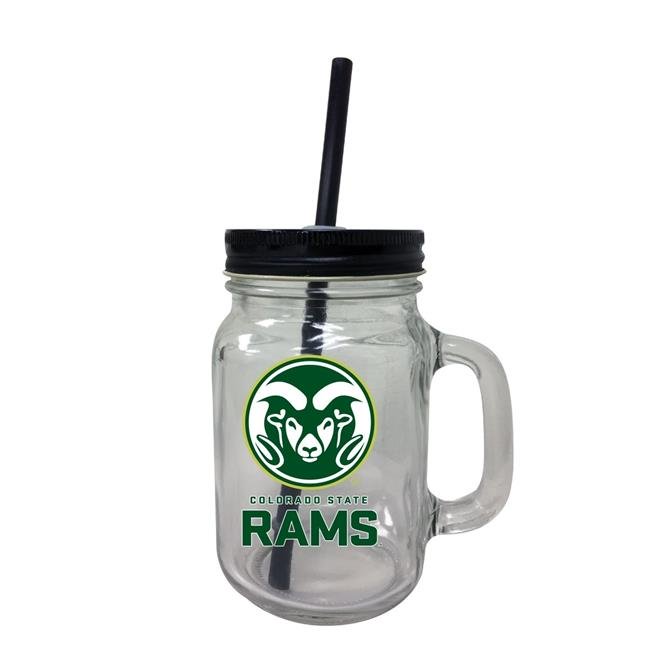 Colorado State Rams NCAA Iconic Mason Jar Glass - Officially Licensed Collegiate Drinkware with Lid and Straw 