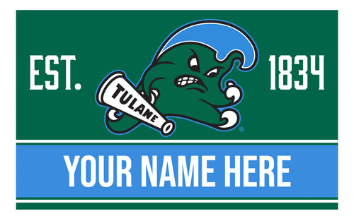 Personalized Customizable Tulane University Green Wave Wood Sign with Frame Custom Name