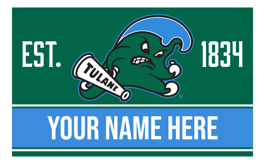 Personalized Customizable Tulane University Green Wave Wood Sign with Frame Custom Name