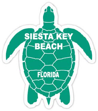 Siesta Key Beach Florida 4 Inch Green Turtle Shape Decal Sticke