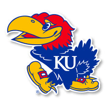 Load image into Gallery viewer, Kansas Jayhawks 2-Inch Mascot Logo NCAA Vinyl Decal Sticker for Fans, Students, and Alumni
