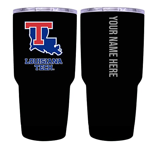 Custom Louisiana Tech Bulldogs Black Insulated Tumbler - 24oz Engraved Stainless Steel Travel Mug