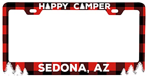 Sedona Arizona Car Metal License Plate Frame Plaid Design