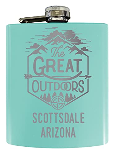 Scottsdale Arizona Laser Engraved Explore the Outdoors Souvenir 7 oz Stainless Steel 7 oz Flask Seafoam