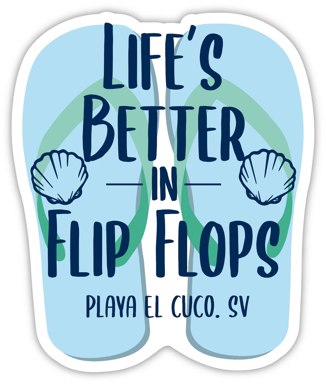 Playa El Cuco El Salvador Souvenir 4 Inch Vinyl Decal Sticker Flip Flop Design