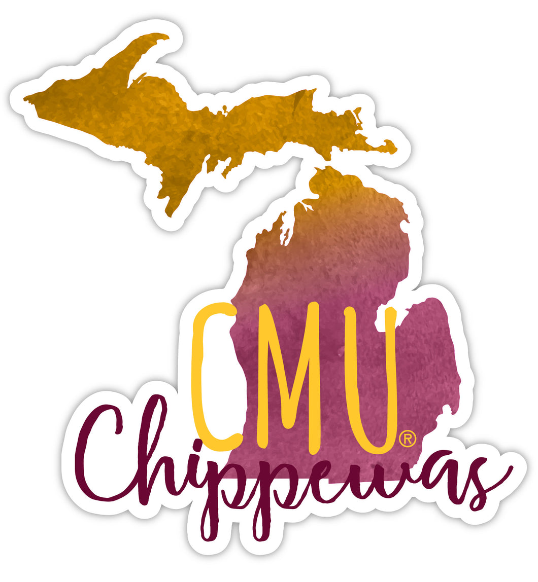 Central Michigan University 2-Inch on one of its sides Watercolor Design NCAA Durable School Spirit Vinyl Decal Sticker