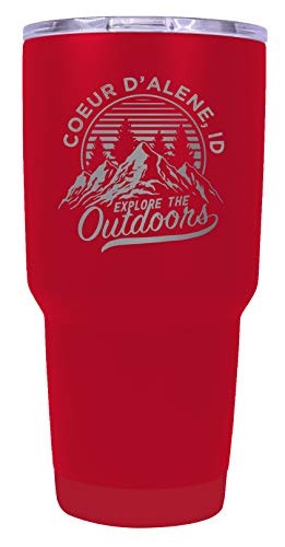 Coeur D'Alene Idaho Souvenir Laser Engraved 24 oz Insulated Stainless Steel Tumbler Red.
