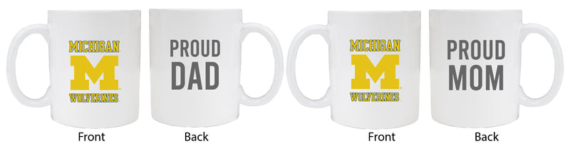 Michigan Wolverines Proud Mom And Dad White Ceramic Coffee Mug 2 pack (White)