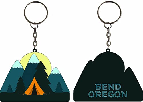 Bend Oregon Souvenir tent Metal Keychain