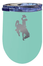 Load image into Gallery viewer, Wyoming Cowboys 12 oz Etched Insulated Wine Stainless Steel Tumbler - Choose Your Color
