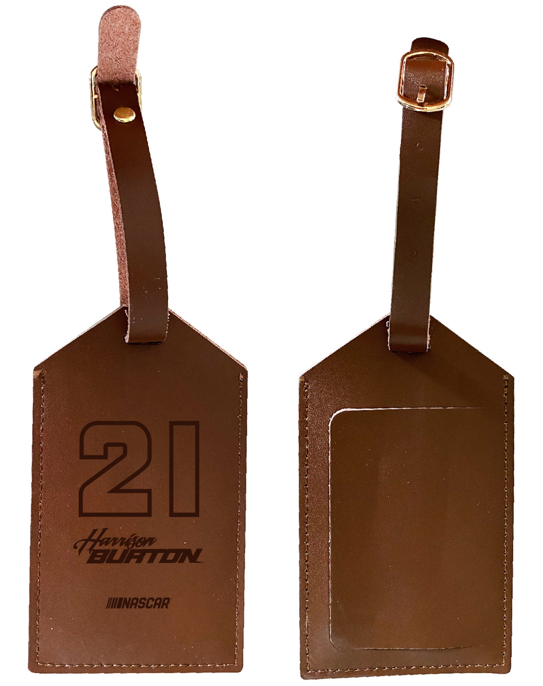 Nascar #21 Harrison Burton Leather Luggage Tag Engraved